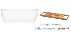 Oltens Begna wanna wolnostojąca przyścienna 170x75 cm akrylowa owalna , kolor biały połysk + półka !!