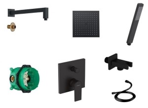 Hansgrohe Vernis Shape bateria + iBox + deszczownica Rain 20 + Logi CZARNY MAT !