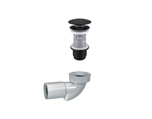Purus syfon umywalka - bidet niski + korek czarny