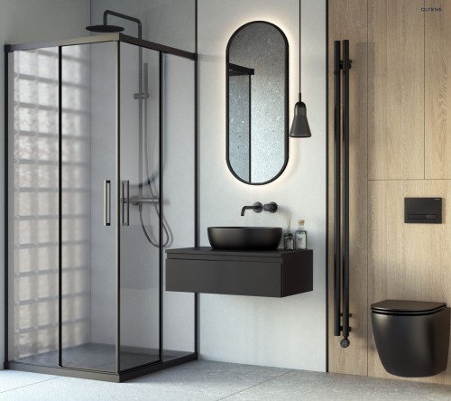 Oltens Stang (e) grzejnik łazienkowy 180x9,5 cm elektryczny czarny mat 55110300