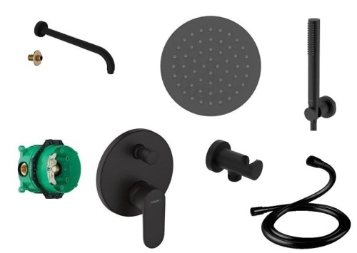 Hansgrohe Vernis Blend 71466670 + Ibox 01800180 + Loka + deszczownica 25 Slim czarny mat