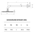 Excellent głowica prysznicowa Slim 25cm + ramię czarny mat opis tech.