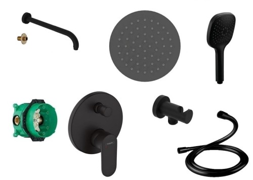 Hansgrohe Vernis Blend 71466670 + Ibox 01800180 + Auris + deszczownica 25 Slim czarny mat