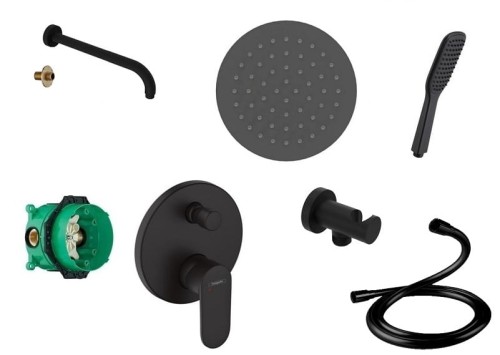 Hansgrohe Vernis Blend 71466670 + Ibox 01800180 + Logo + deszczownica 25 Slim czarny mat