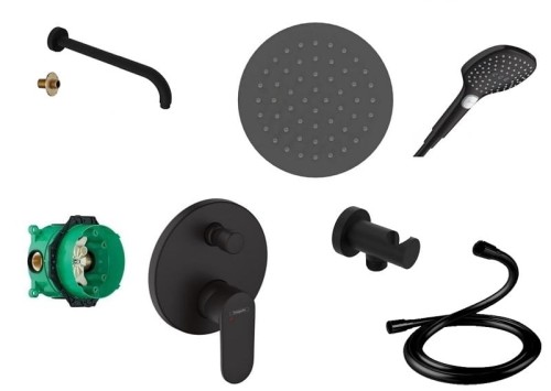 Hansgrohe Vernis Blend 71466670 + Ibox 01800180 + Raindance Select E 120 + deszczownica 25 Slim czarny mat