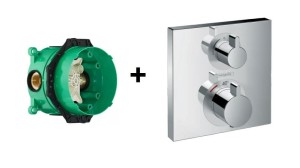 Hansgrohe Ecostat Square bateria termostatyczna z zaworem odcinająco-przełączającym, montaż podtynkowy, element zewnętrzny 
