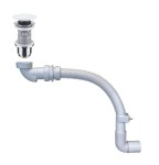 Purus Pum syfon umywalkowy lub bidetowy suchy biały z rurą elastyczną i korek Click-Clack ceramiczny biały