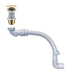 Purus Pum syfon umywalkowy lub bidetowy suchy biały z rurą elastyczną i korek Click-Clack miedź szczotkowana