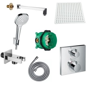 Hansgrohe Ecostat Square + iBox + Croma Select + Kvadro deszczownica 20