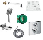 Hansgrohe Ecostat Square + iBox + Auris Select + Kvadro deszczownica 25 