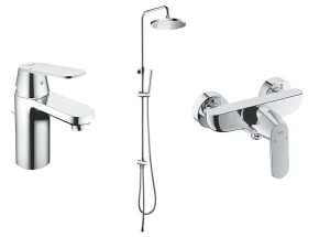 Grohe Eurosmart Cosmopolitan  bateria umywalkowa + prysznicowa + deszczownica